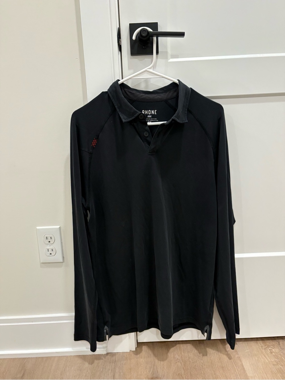 Men’s RHONE Delta Pique Long Sleeve Polo Men's Black Size Medium